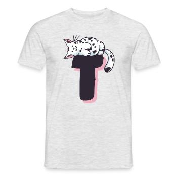 Cat Letter T - Men's T-Shirt - heather grey - Front - AI Model Male 178 dark (178cm)