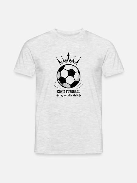 Fußball ist unser Leben denn König Fußball regiert - Männer T-Shirt - Grau meliert