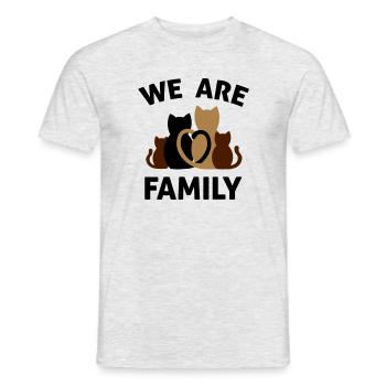 Nous sommes une famille - famille de chats - T-shirt homme - gris chiné - Devant - AI Model Male 178 dark (178cm)