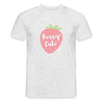 Strawberry Berry Cute Pun Illustration - Men's T-Shirt - heather grey - Front - AI Model Male 178 dark (178cm)
