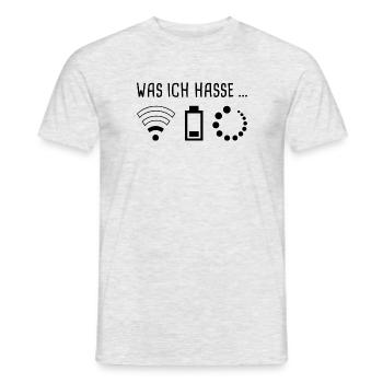Was ich Hasse - WiFi, Akku, Ladebalken - Männer T-Shirt - Grau meliert - Vorne - AI Model Male 178 dark (178cm)