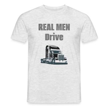 real men drive trucks echte männer fahren lkw - Männer T-Shirt - Grau meliert - Vorne - AI Model Male 178 dark (178cm)