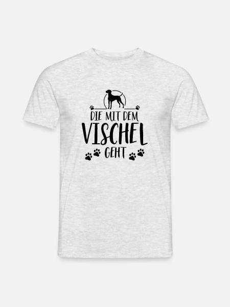 DIE MIT DEM VISCHEL GEHT Wilsigns Hund Hundespruch - Männer T-Shirt - Grau meliert