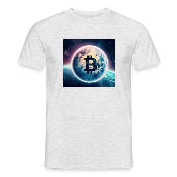 Bitcoin découvre l’espace - T-shirt homme - gris chiné - Devant - AI Model Male 178 dark (178cm)