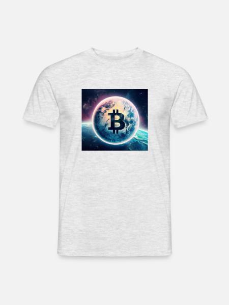 Bitcoin discovers space - Men's T-Shirt - heather grey
