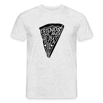 Friends come and go but pizza is forever - Men's T-Shirt - heather grey - Front - AI Model Male 178 dark (178cm)