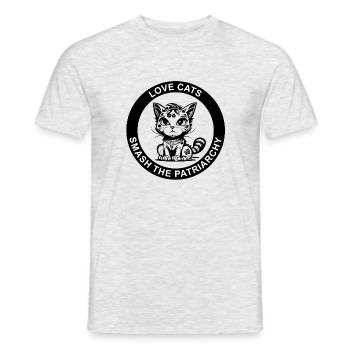 LOVE CATS SMASH THE PATRIARCHY - Men's T-Shirt - heather grey - Front - AI Model Male 178 dark (178cm)