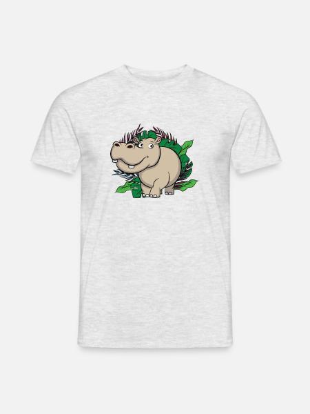 Dschungel Hippo, König des Dschungels - Männer T-Shirt - Grau meliert