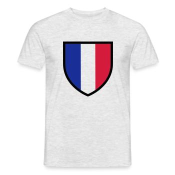 blason, écusson, drapeau France (T) - T-shirt homme - gris chiné - Devant - AI Model Male 178 dark (178cm)