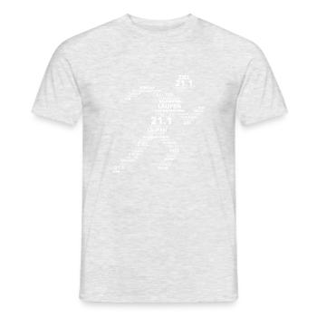 Demi-marathon mots 21.1KM Cour de route cadeau - T-shirt homme - gris chiné - Devant - AI Model Male 178 dark (178cm)