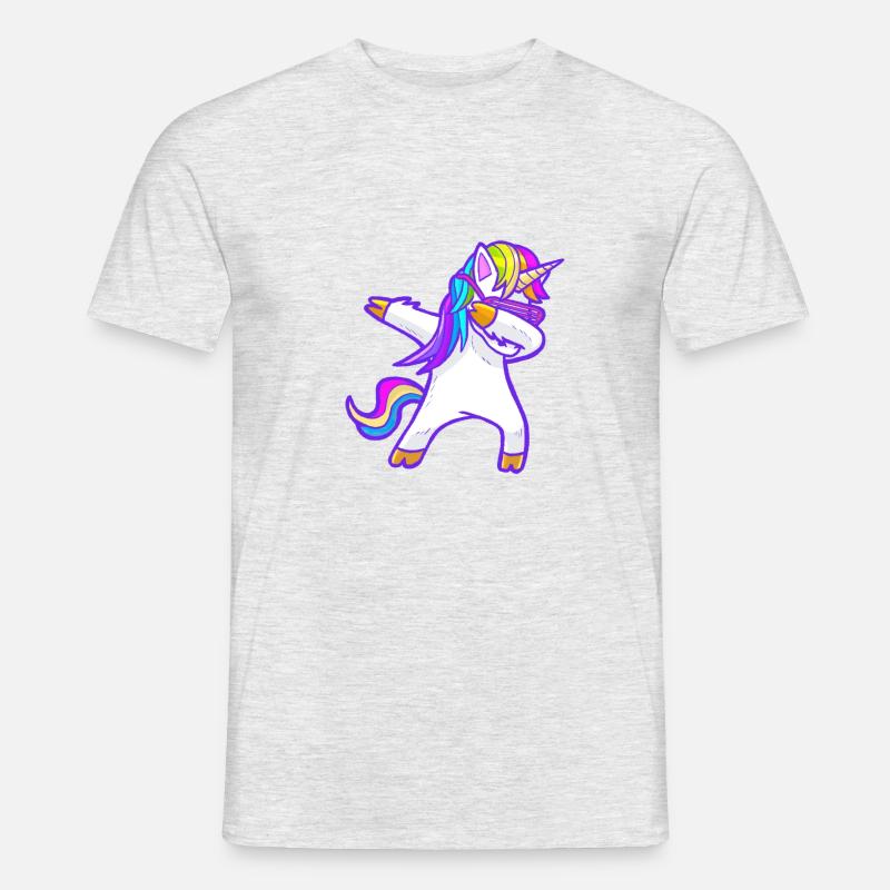 Cooles tupfendes Regenbogen-Einhorn - Männer T-Shirt - Grau meliert