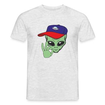 Alien Außerirdische - Männer T-Shirt - Grau meliert - Vorne - AI Model Male 178 dark (178cm)
