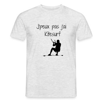 J'peux pas j'ai Kitesurf - T-shirt homme - gris chiné - Devant - AI Model Male 178 dark (178cm)