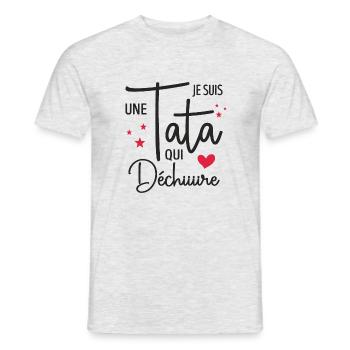Je Suis Une Tata Qui Déchire Cadeau Tante - T-shirt homme - gris chiné - Devant - AI Model Male 178 dark (178cm)