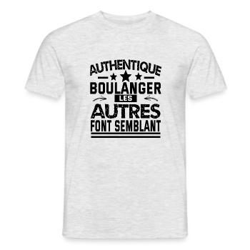 authentique boulanger - T-shirt homme - gris chiné - Devant - AI Model Male 178 dark (178cm)
