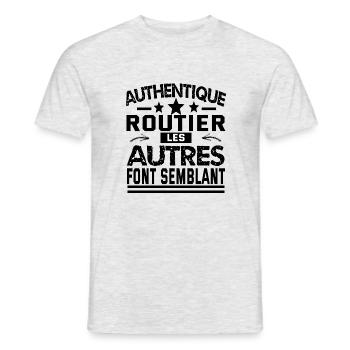 authentique routier - T-shirt homme - gris chiné - Devant - AI Model Male 178 dark (178cm)