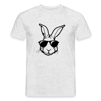 Hase mit Sonnenbrille Hasenkopf Geschenkidee - Männer T-Shirt - Grau meliert - Vorne - AI Model Male 178 dark (178cm)