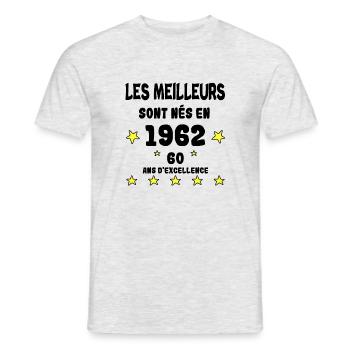 Anniversaire 60 ans - T-shirt homme - gris chiné - Devant - AI Model Male 178 dark (178cm)