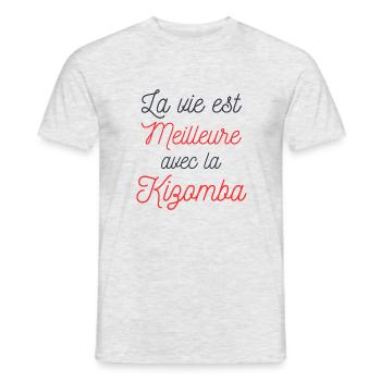 La vie est Meilleure avec la Kizomba - T-shirt homme - gris chiné - Devant - AI Model Male 178 dark (178cm)