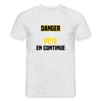 Danger pète en continue - T-shirt homme - gris chiné - Devant - AI Model Male 178 dark (178cm)