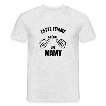 Cette femme va être une mamy - T-shirt homme - gris chiné - Devant - AI Model Male 178 dark (178cm)