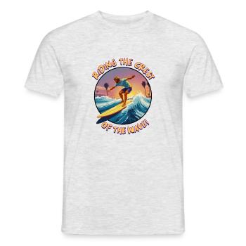 Riding the Crest of the Wave! - Men's T-Shirt - heather grey - Front - AI Model Male 178 dark (178cm)