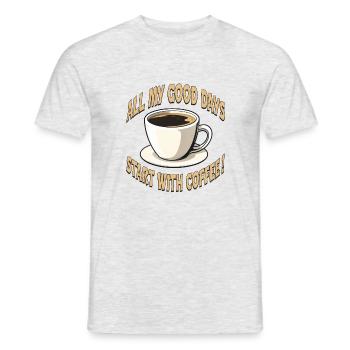 Tous mes bons jours commencent par le café ! - T-shirt homme - gris chiné - Devant - AI Model Male 178 dark (178cm)