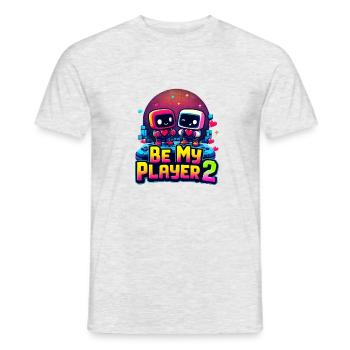 Be My Player 2 - Retro Valentine's Day Robot - Men's T-Shirt - heather grey - Front - AI Model Male 178 dark (178cm)
