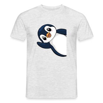 Mignon pingouin ondulant - Adorable ornithologue - T-shirt homme - gris chiné - Devant - AI Model Male 178 dark (178cm)