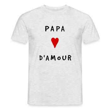 Papa D’Amour - T-shirt homme - gris chiné - Devant - AI Model Male 178 dark (178cm)