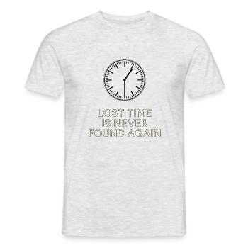 Lost Time is never found again - Männer T-Shirt - Grau meliert - Vorne - AI Model Male 178 dark (178cm)