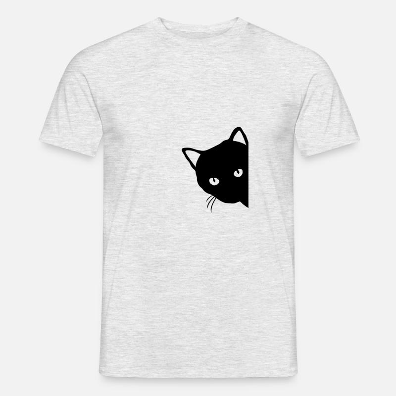 Schwarze Katze - Männer T-Shirt - Grau meliert