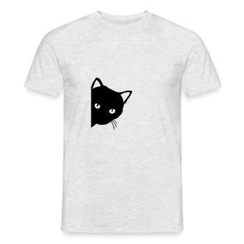 Chat noir - T-shirt homme - gris chiné - Devant - AI Model Male 178 dark (178cm)