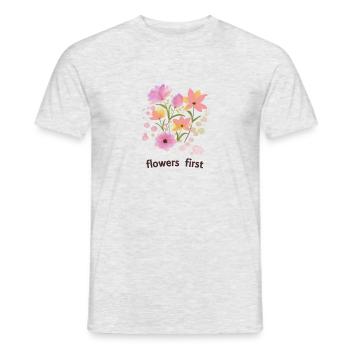 Flowers First - Men's T-Shirt - heather grey - Front - AI Model Male 178 dark (178cm)