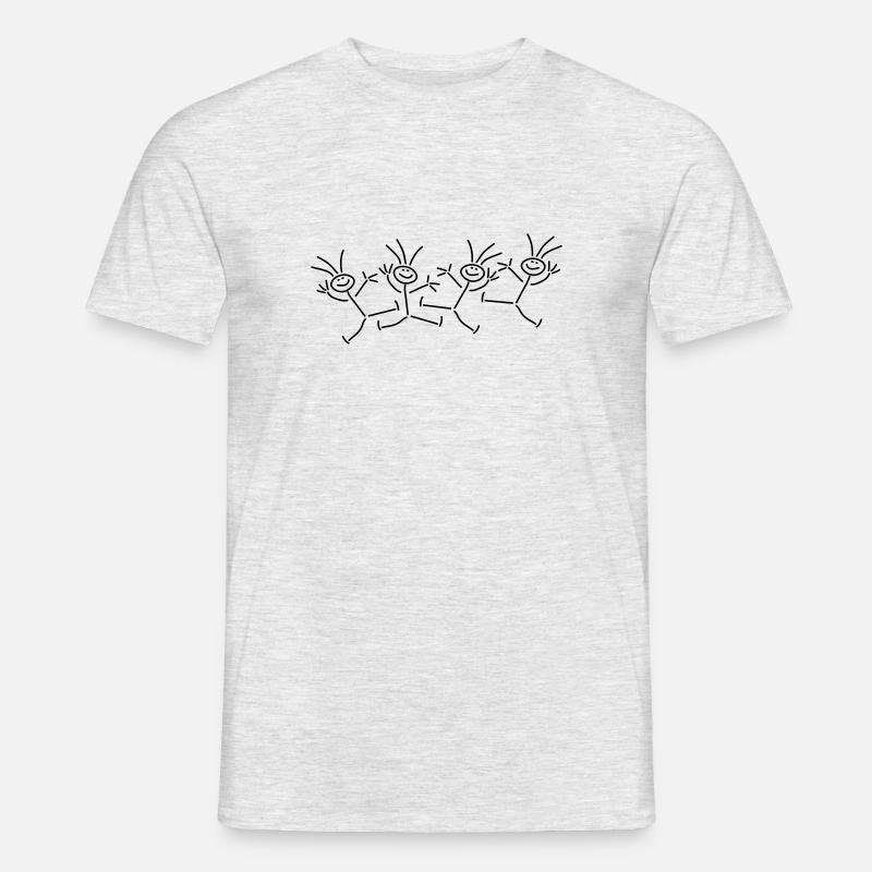 Happy Party Stick Figures - Männer T-Shirt - Grau meliert