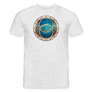 Vesica Piscis, Chalice Well, Sacred Geometry space - Men's T-Shirt - heather grey - Front - AI Model Male 178 dark (178cm)