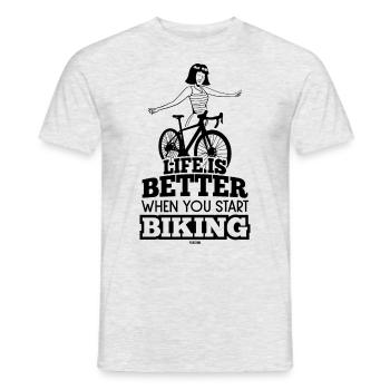 Vélo vélo de filles vélo - T-shirt homme - gris chiné - Devant - AI Model Male 178 dark (178cm)