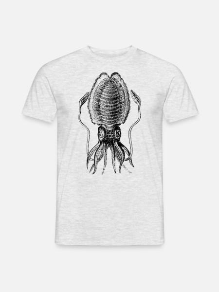 Tintenfisch gezeichnet Vintage - Männer T-Shirt - Grau meliert