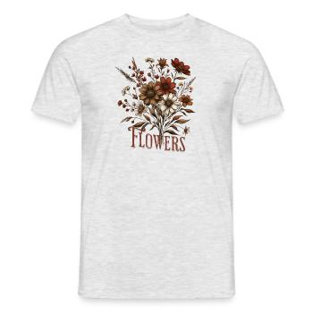 Chef-d’œuvre floral en bronze - T-shirt homme - gris chiné - Devant - AI Model Male 178 dark (178cm)