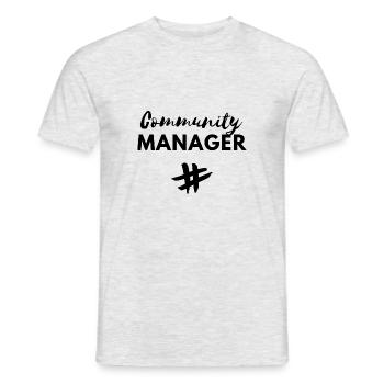 Community manager Idée cadeau social media manager - T-shirt homme - gris chiné - Devant - AI Model Male 178 dark (178cm)