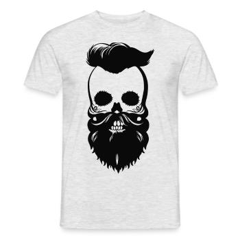 black bearded skull with sidecut - Men's T-Shirt - heather grey - Front - AI Model Male 178 dark (178cm)