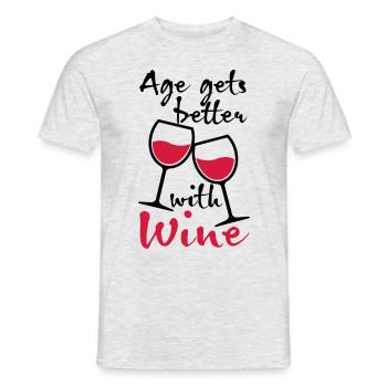 01 Age gets better with Wine Wine Saying - Men's T-Shirt - heather grey - Front - AI Model Male 178 dark (178cm)