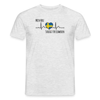 My heart beats for Sweden Scandinavia - Men's T-Shirt - heather grey - Front - AI Model Male 178 dark (178cm)