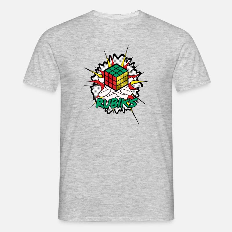 Rubik's Cube Explosion - Männer T-Shirt - Grau meliert