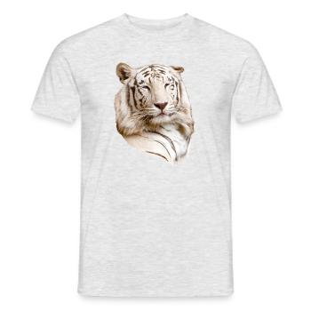Tête de tigre blanche, naturelle, avant - T-shirt homme - gris chiné - Devant - AI Model Male 178 dark (178cm)