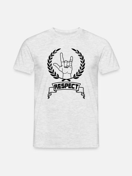 Gest dłoni szacunek z tekstem RESPECT - T-shirt męski - szary melanż