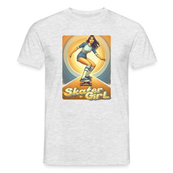 Skater Mädchen auf einem Skateboard - Männer T-Shirt - Grau meliert - Vorne - AI Model Male 178 dark (178cm)
