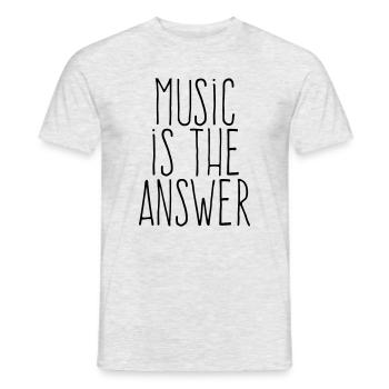 Musik ist die Antwort – Handgeschriebenes minimalistisches Schwarz - Männer T-Shirt - Grau meliert - Vorne - AI Model Male 178 dark (178cm)