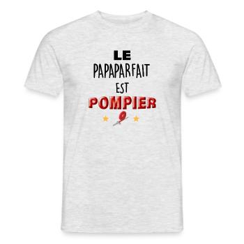 Papa pompier - T-shirt homme - gris chiné - Devant - AI Model Male 178 dark (178cm)