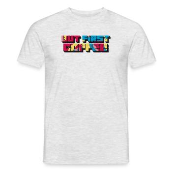 Mais d’abord Café - Dicton amateur de café rétro - T-shirt homme - gris chiné - Devant - AI Model Male 178 dark (178cm)